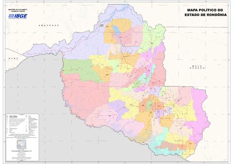 Political map of the State of Rondônia, Brazil