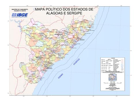 Political map of the State of Sergipe, Brazil