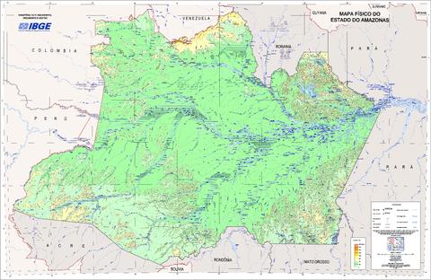 Physical map of the State of Amazonas, Brazil