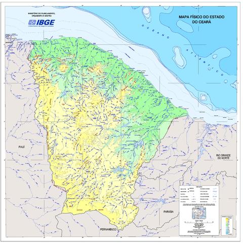 Physical map of the State of Ceará, Brazil