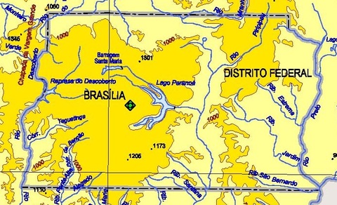 Physical map of the Federal District, Brazil