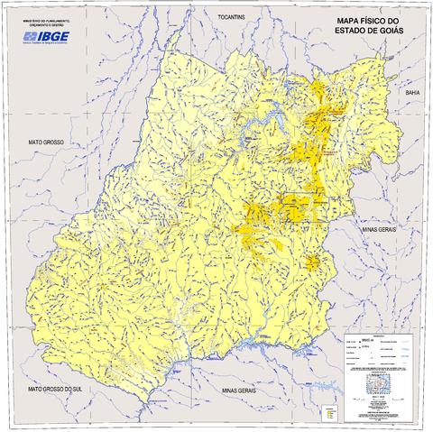 Mapa físico del Estado de Goiás