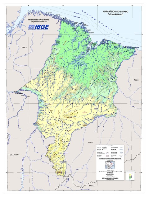 Physical map of the State of Maranhão, Brazil