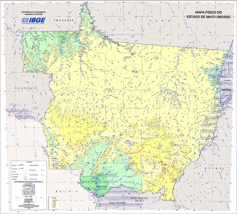 Physical map of the State of Mato Grosso, Brazil