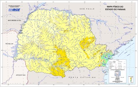 Physical map of the State of Paraná, Brazil