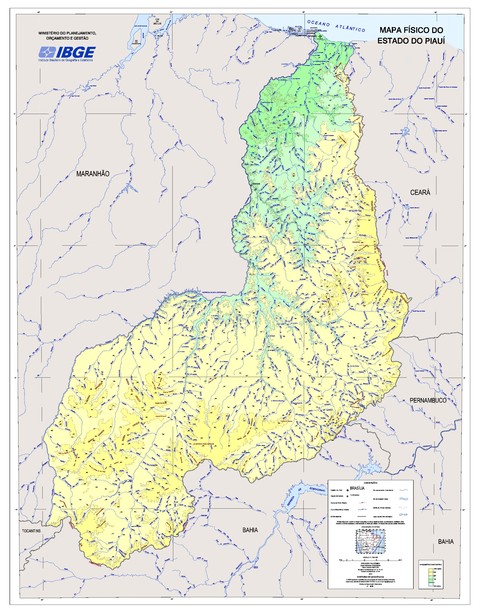 Physical map of the State of Piauí, Brazil