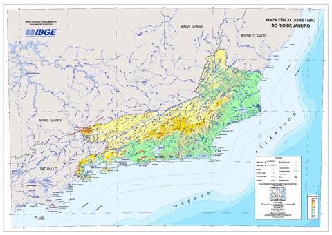 Mapa físico del Estado de Río de Janeiro