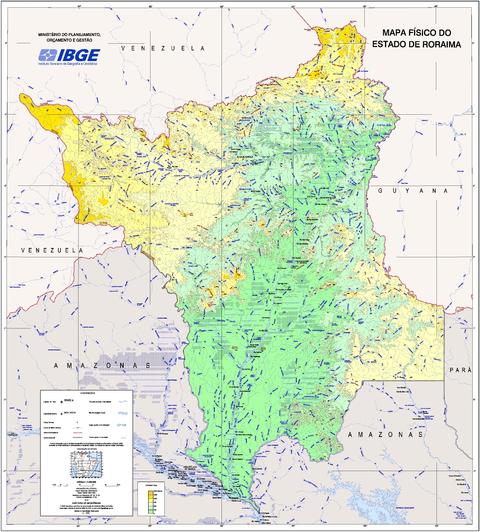 Mapa físico del Estado de Roraima