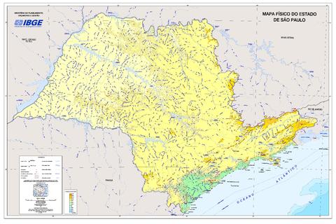 Physical map of the State of São Paulo, Brazil