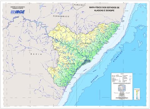 Physical map of the State of Sergipe, Brazil