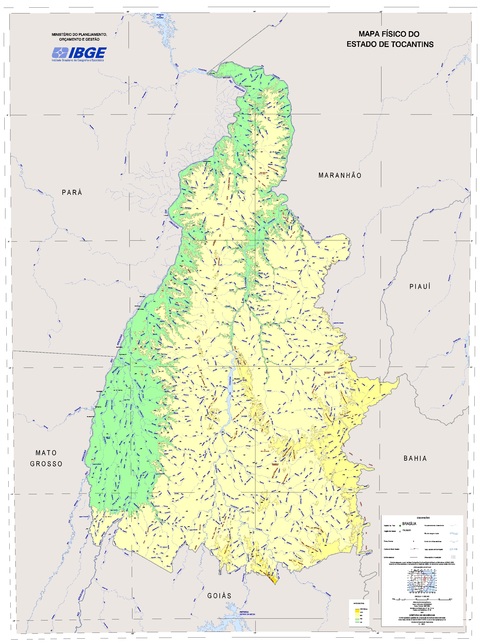 Mapa físico del Estado del Tocantins