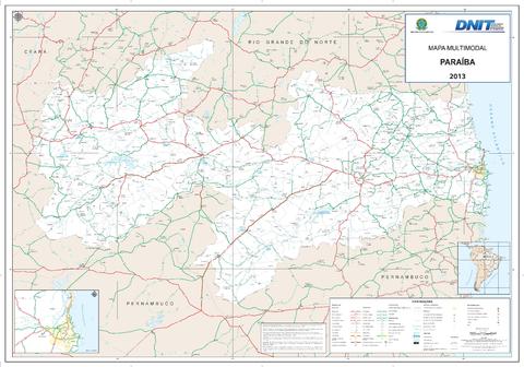 Mapa de carreteras del Estado de la Paraíba