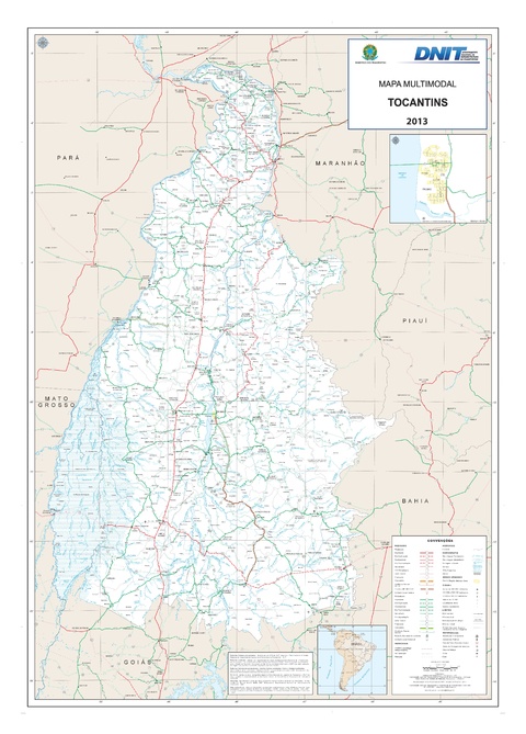 Mapa de carreteras del Estado del Tocantins