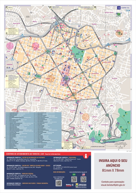 Mapa turístico del centro de Belo Horizonte