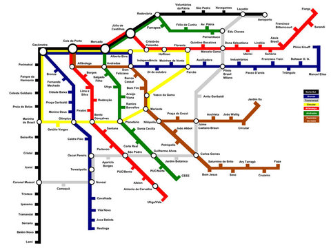 Mapa del transporte público en Porto Alegre