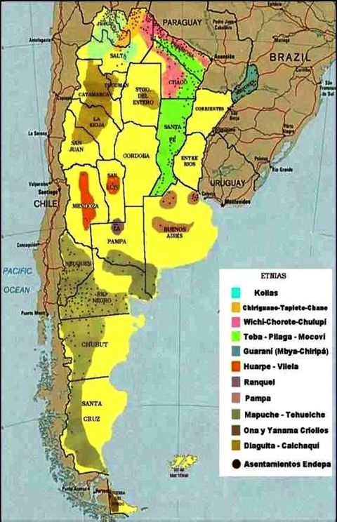 Location map of the indigenous communities in Argentina