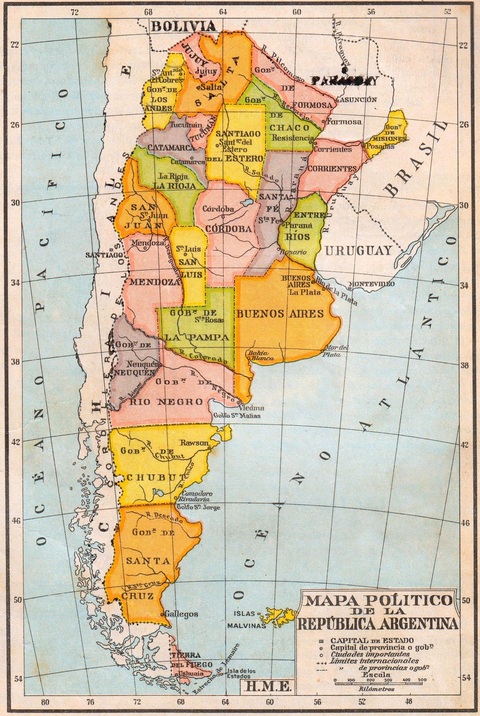 Political map of the Argentinian Republic
