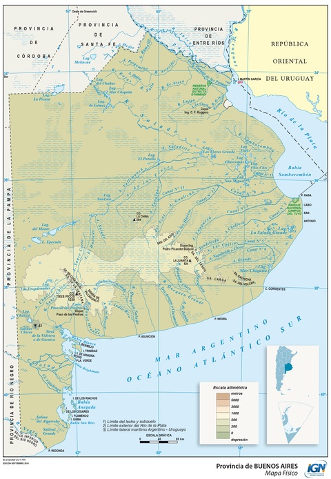 Mapa físico de la Provincia de Buenos Aires