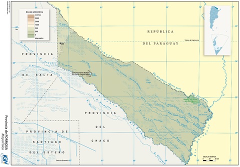Physical map of the Province of Formosa, Argentina 