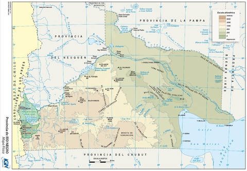 Physical map of the Province of Río Negro, Argentina