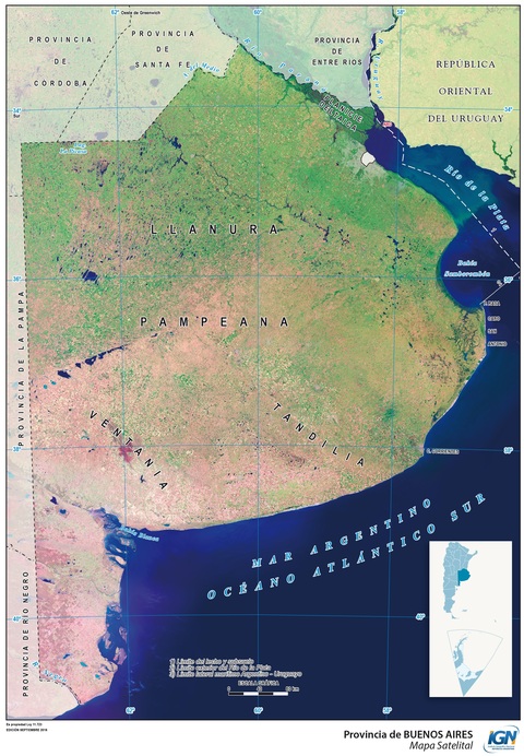 Mapa satelital de la Provincia de Buenos Aires, Argentina