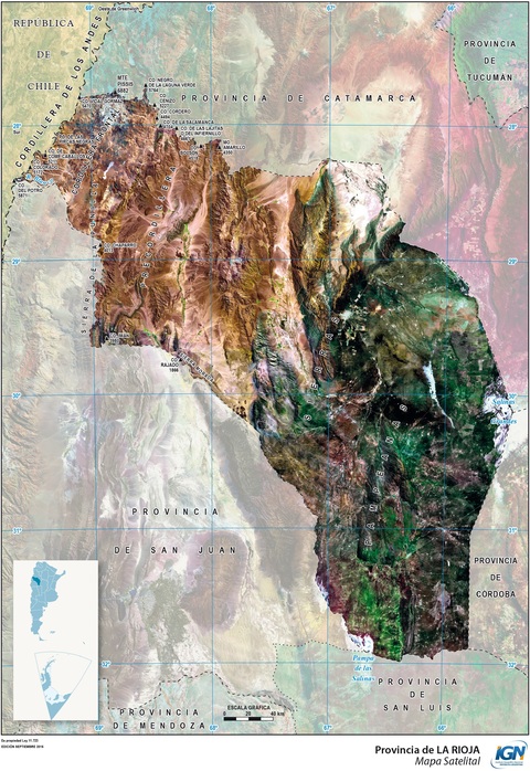 Mapa satelital de la Provincia de La Rioja