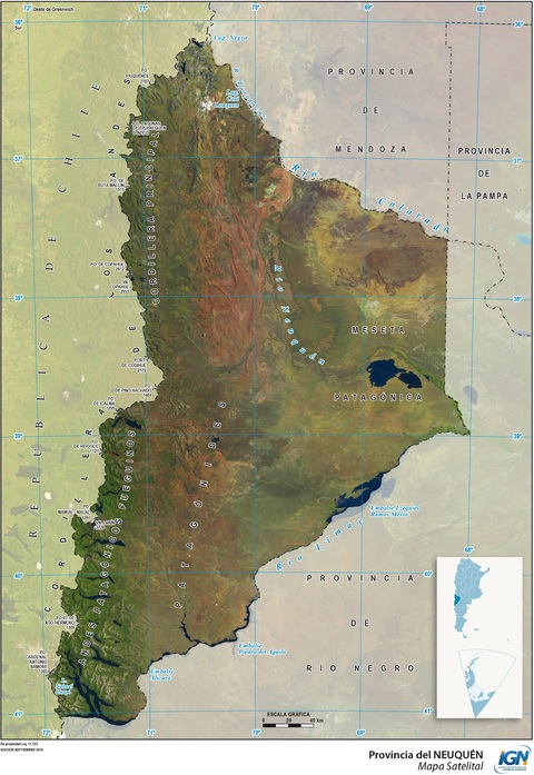 Satellite map of the Province of Neuquén