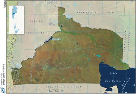 Satellite map of the Province of Río Negro, Argentina