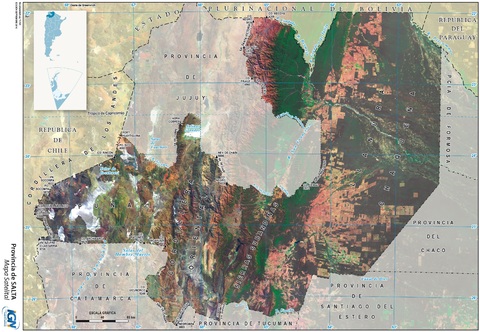 Satellite map of the Province of Salta, Argentina