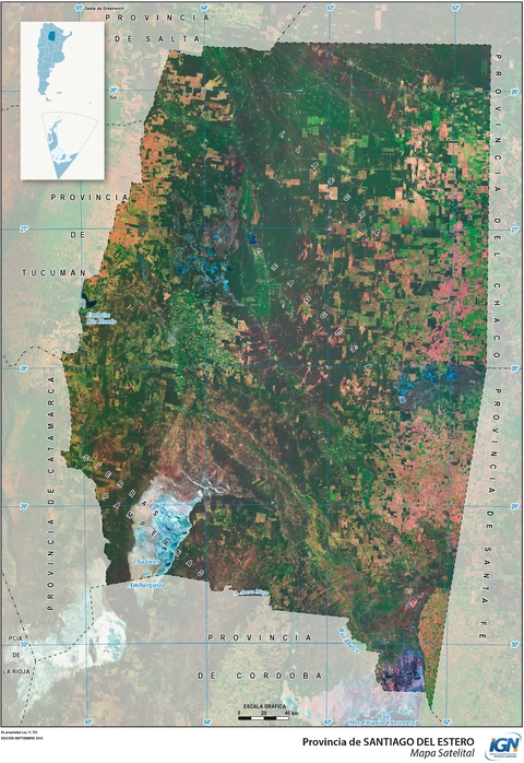 Satellite map of the Province of Santiago del Estero, Argentina