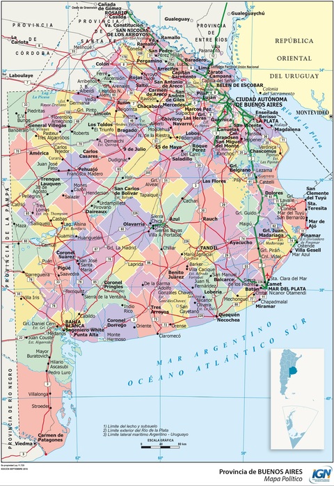 Mapa de la provincia de Buenos Aires y sus partidos