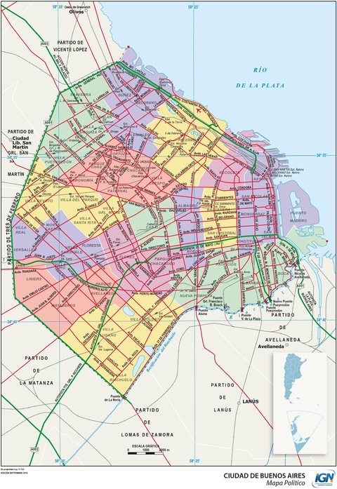 Map of Buenos Aires and its comunas