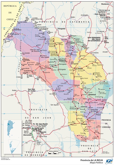 Map of the province of La Rioja and its departments Map of the province of La Rioja and its departments