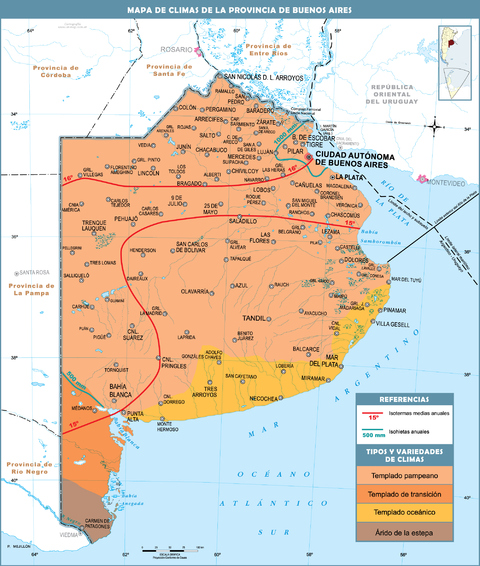 Climatic map of the Province of Buenos Aires