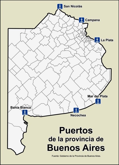 Main ports of the province of Buenos Aires