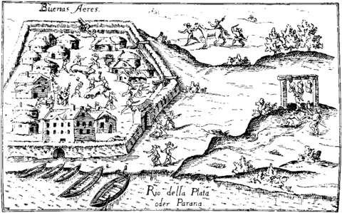 Buenos Aires poco después de su primera fundación en 1536