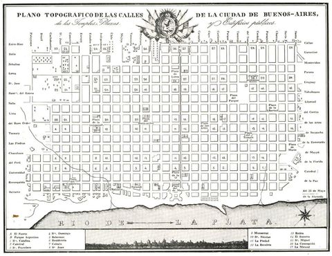 Calles de la ciudad de Buenos Aires en 1830
