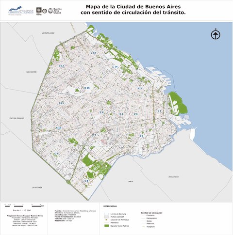 Map of the City of Buenos with the way of traffic circulation
