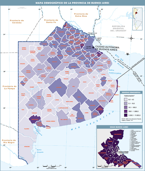 Demographic map of the province of Buenos Aires