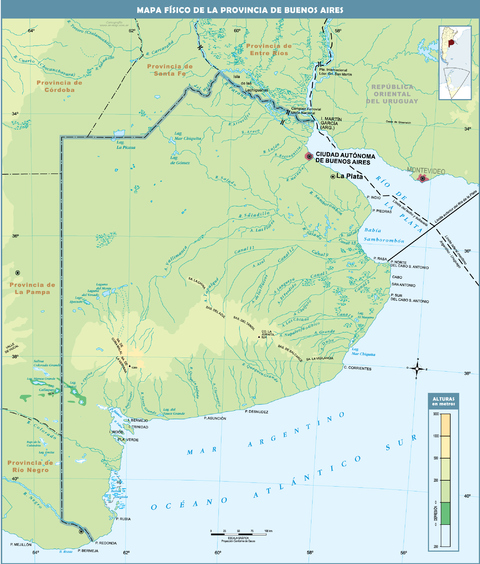 Mapa físico de la Provincia de Buenos Aires
