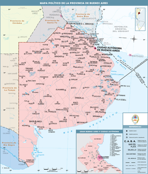 Political map of the Province of Buenos Aires