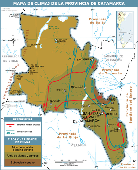 Climatic map of the Province of Catamarca