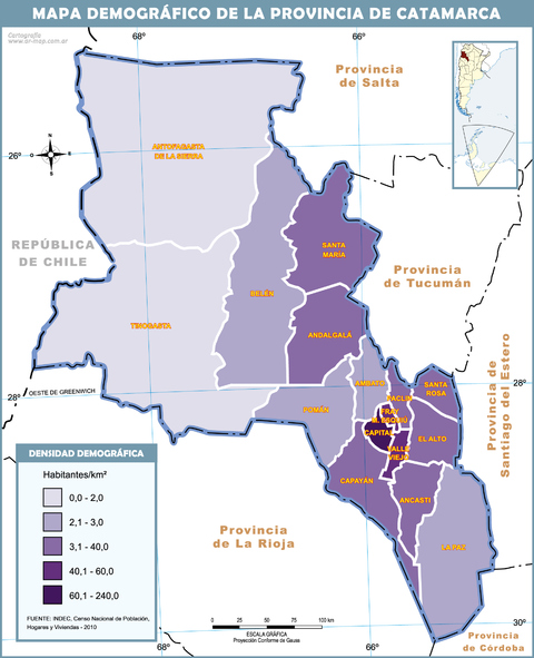 Mapa demográfico de la Provincia de Catamarca