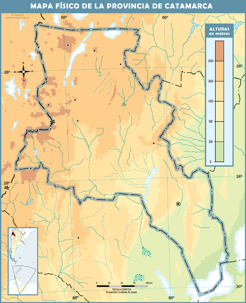 Mapa físico mudo de la Provincia de Catamarca