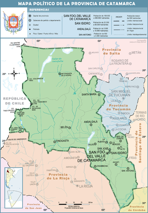 Mapa político de la Provincia de Catamarca