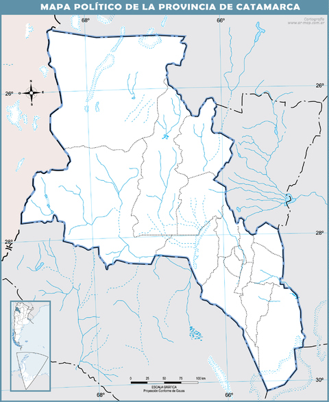Mapa político mudo de la Provincia de Catamarca