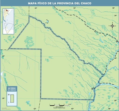 Mapa físico mudo de la Provincia del Chaco