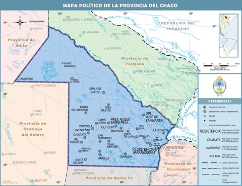 Mapa político de la Provincia del Chaco