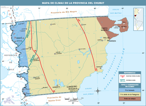 Climatic map of the Province of Chubut