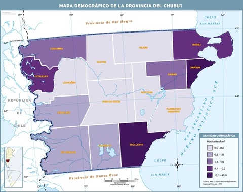 Mapa demográfico de la Provincia del Chubut